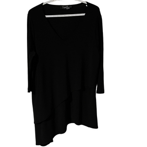 Sympli Black Layered Asymmetrical Tunic Top Size OOG/1x